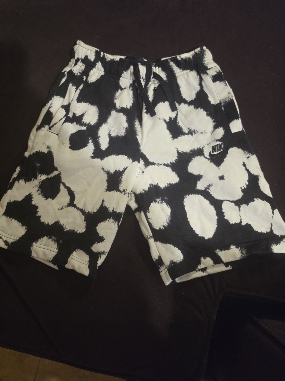 Nike Kid's Black & White Tie-Dye Athletic Shorts